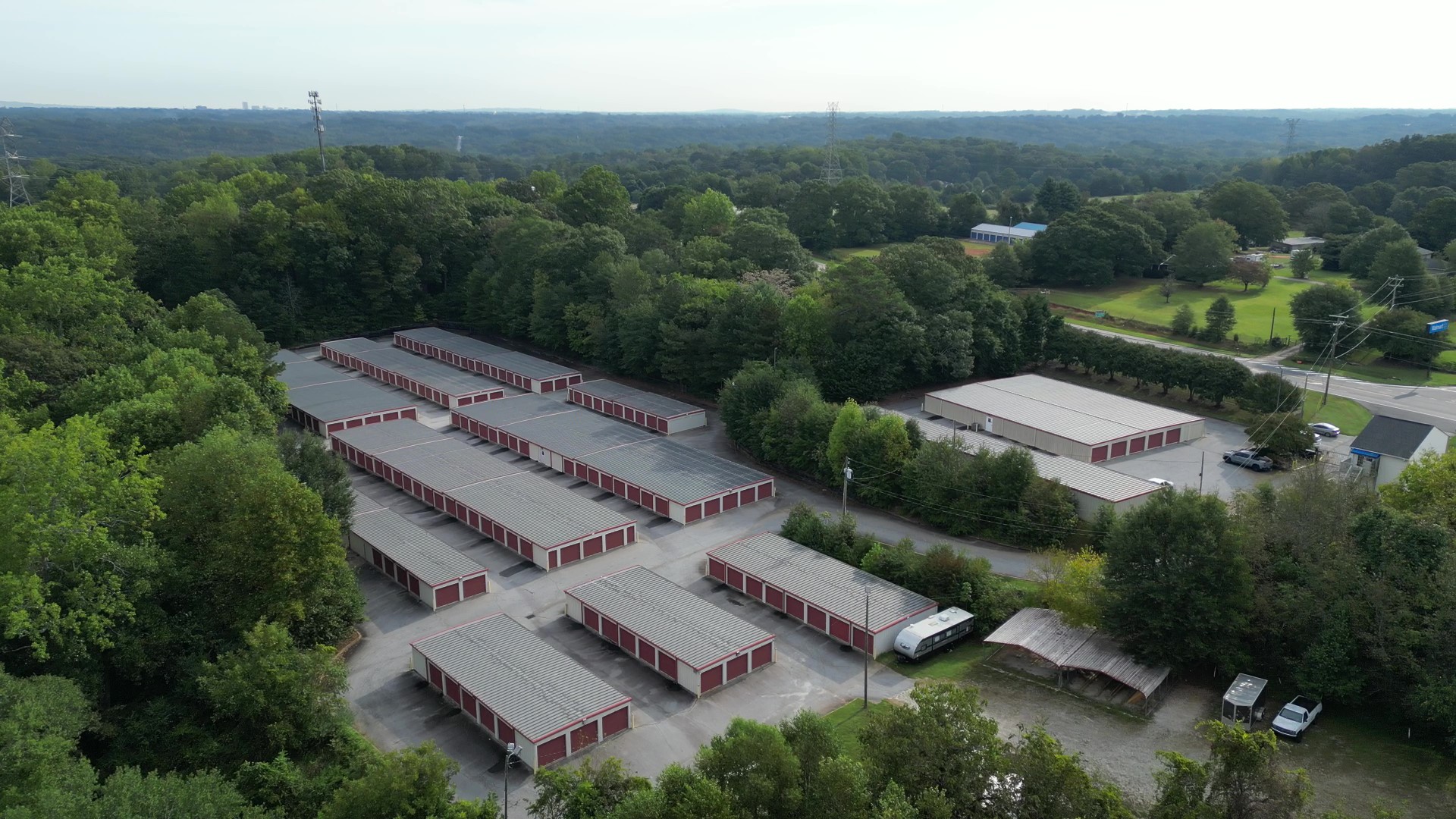 Aerial view of Powdersville Self Storage facility